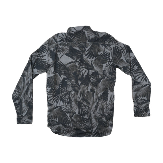 Diesel Button Up Shirt All-Over Raven Print Gray XL