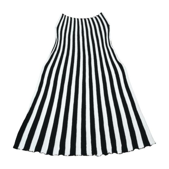 Rinascimento Knit Midi Dress Black White Stripe
