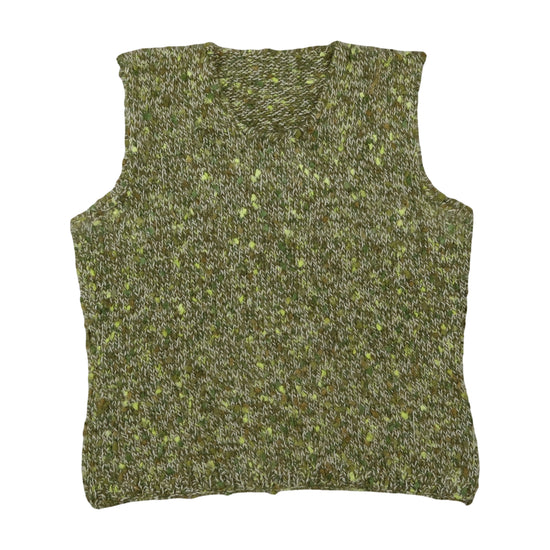 Vintage Neppy Knit Sleeveless Vest Olive Green L