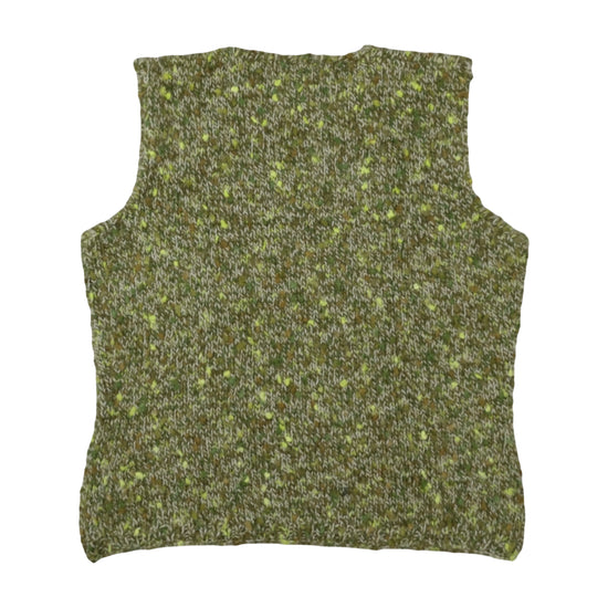Vintage Neppy Knit Sleeveless Vest Olive Green L