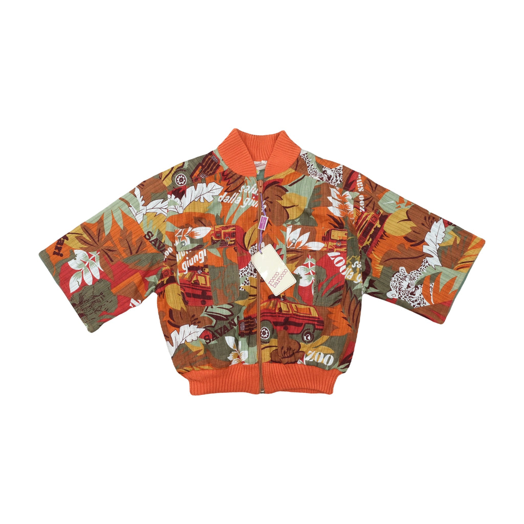 Rocco Barocco Tropical Print Bomber Jacket Orange