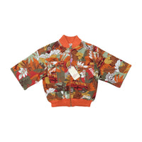 Rocco Barocco Tropical Print Bomber Jacket Orange