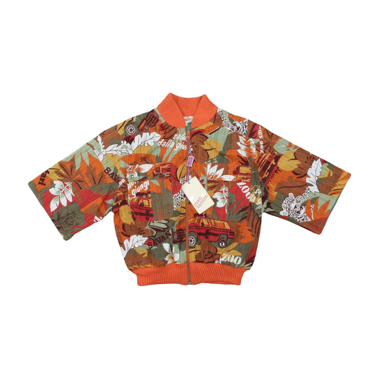 Rocco Barocco Tropical Print Bomber Jacket Orange