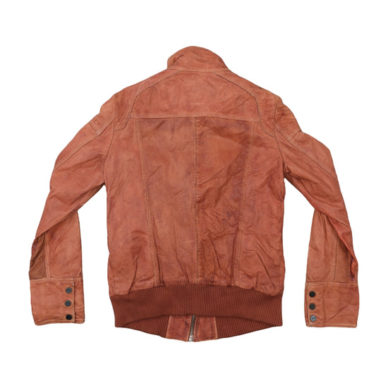 Maze Leather Jacket Bomber Rust Brown M