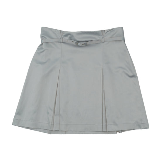LIST A-Line Mini Skirt Box Pleats Silver Gray M