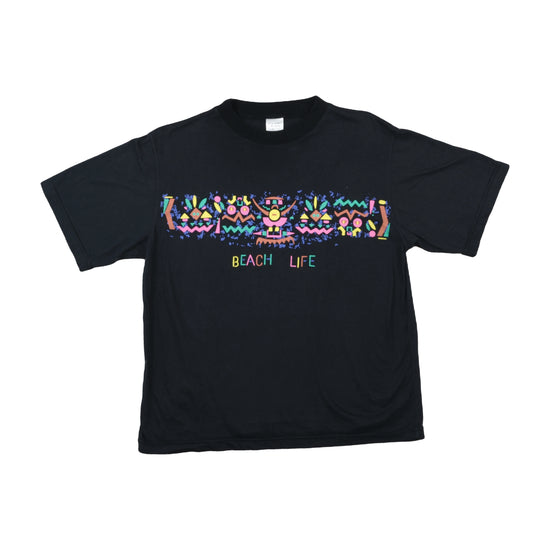 Vintage 90s Neon Tribal Graphic T-Shirt Black M