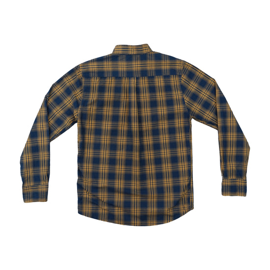 Lee Cooper Button Up Shirt Navy Mustard Tartan Plaid S