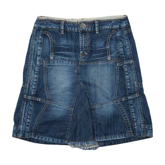 Stefanel Denim Patchwork Mini Skirt Medium Stonewash Blue S