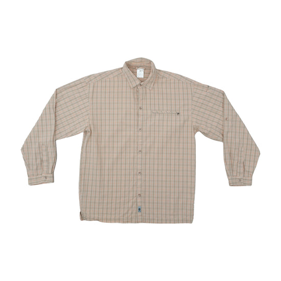 Adidas Long-Sleeve Plaid Shirt Beige L