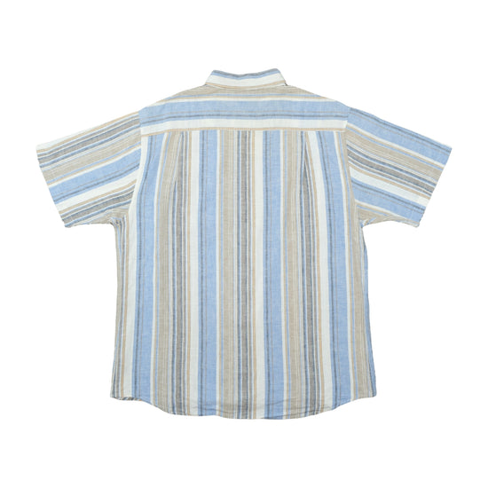 C&A Canda Linen Cotton Striped Shirt Pale Blue L