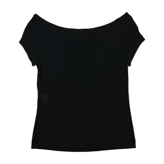 R.E.D. Valentino Draped Neckline Cap Sleeve T-Shirt Black L