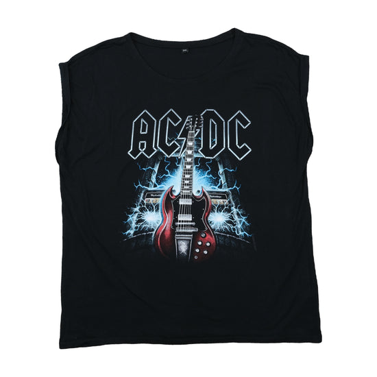 Vintage AC/DC Guitar Lightning Graphic Tank Top Black 3XL