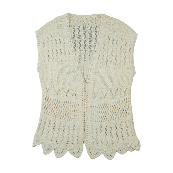 Vintage Open-Knit Pointelle Vest Cream