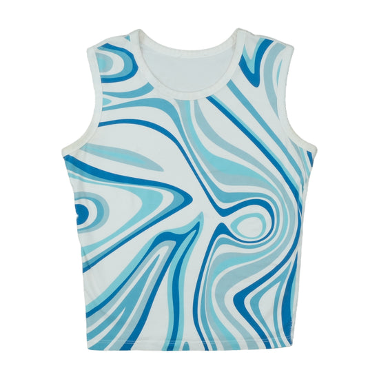 Vintage Blue Cropped Fitted Tank Top Blue M