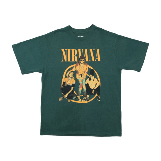 Pull&Bear Nirvana Graphic Tee Dark Forest Green M