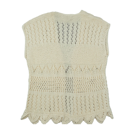 Vintage Open-Knit Pointelle Vest Cream