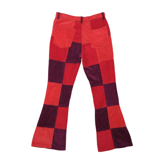 Redes Import Patchwork Corduroy Flare Pants Red Purple L