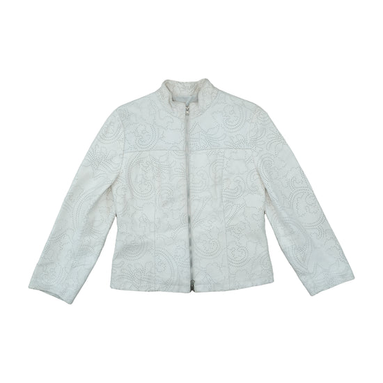 Briard Leather Jacket Perforated White L