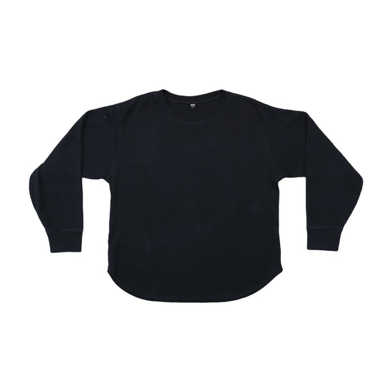 Uniqlo Waffle-Knit Long-Sleeve Sweater Black M