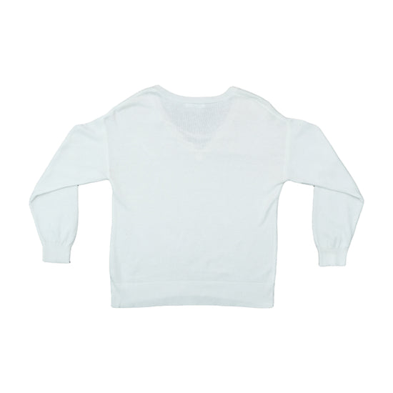 Lanidor Fine Knit Sweater Lace-Up V-Neck Ivory White S
