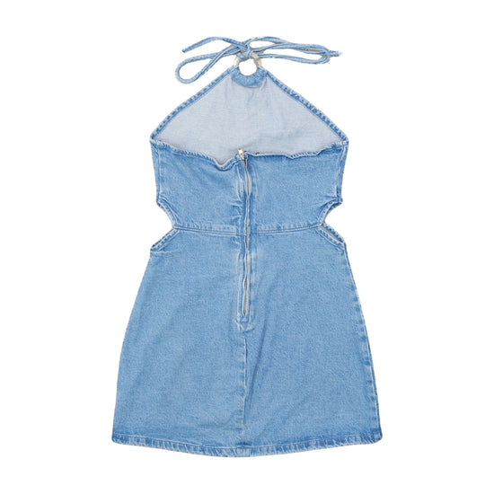GAP Denim Halterneck Mini Dress Light Wash Blue XS