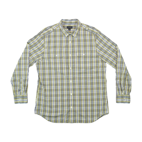Banana Republic Button Up Shirt Olive Plaid Green XL