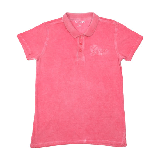 Guess EST.1981 Acid-Wash Polo Shirt Coral Pink XS