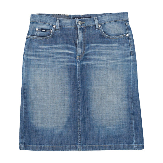 Gas Blue Jeans Denim Midi Skirt Mid-Wash Blue L