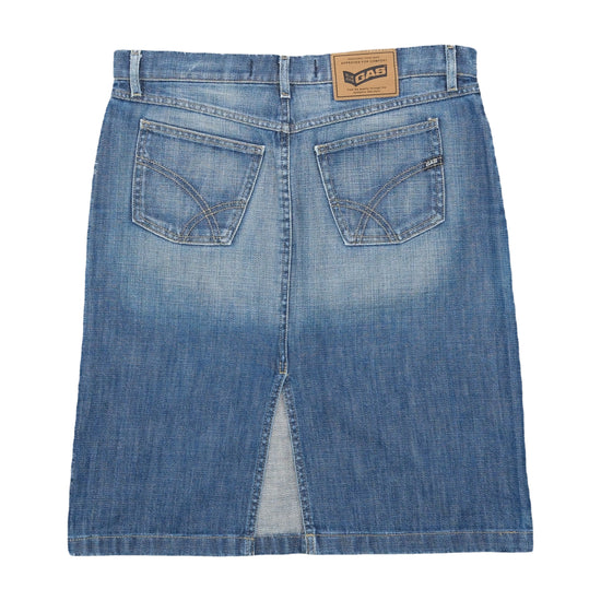 Gas Blue Jeans Denim Midi Skirt Mid-Wash Blue L