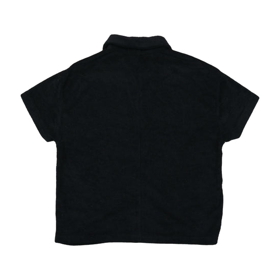 Forever 21 Terry Cloth Button Up Shirt Black M