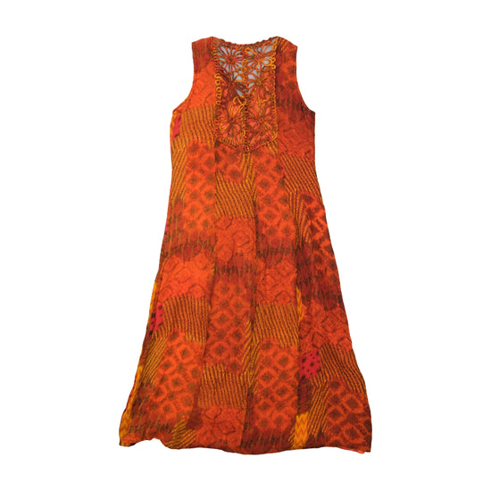 René Derby Collection Boho Maxi Dress Orange Patchwork L