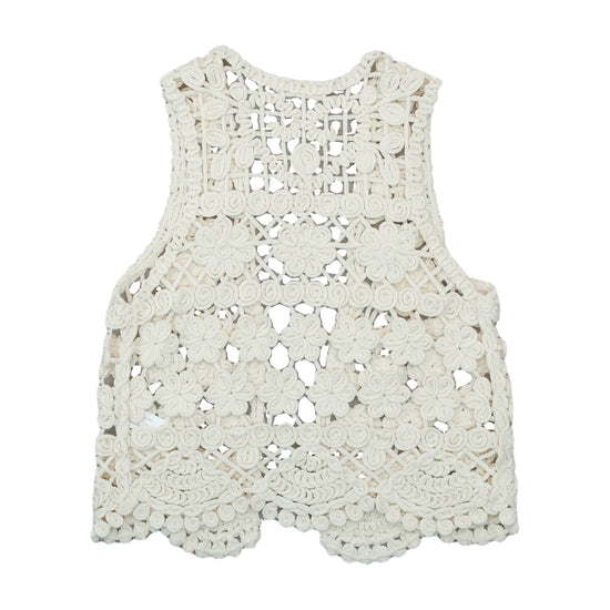 Mosnova Crochet Vest Cream Beige L