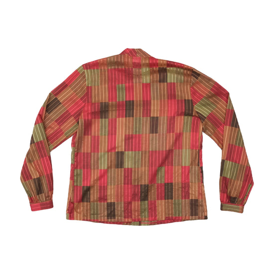 Welte 1970s Patchwork Plaid Lurex Blouse Red M