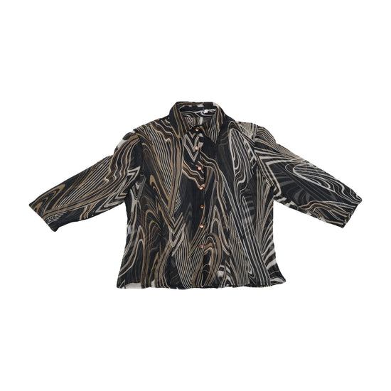 Vintage Abstract Print Blouse Black XL