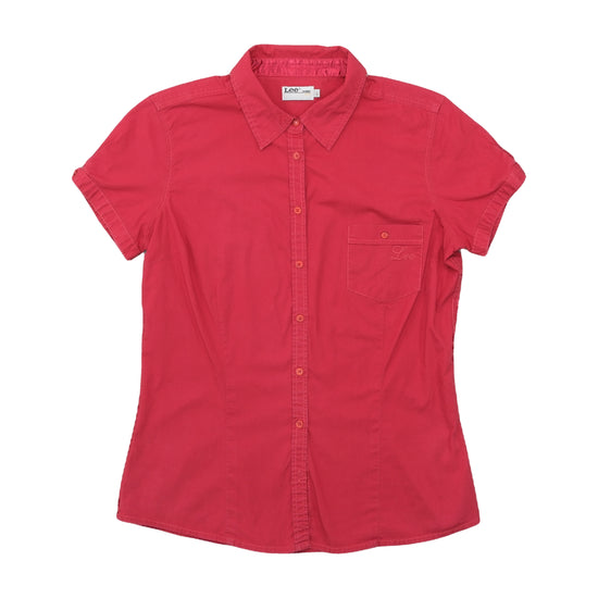 Lee Women Shirt Cap Sleeve Coral Red L
