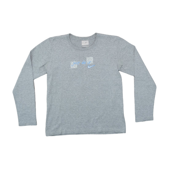 Nike Just Do It Long Sleeve Graphic Tee Heather Grey S