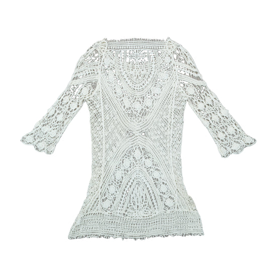 Vintage Crochet Lace Blouse Off-White S