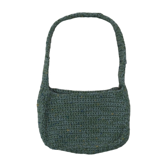 Vintage Crochet Baguette Shoulder Bag Sage Green