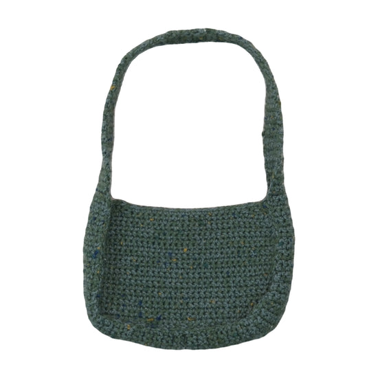 Vintage Crochet Baguette Shoulder Bag Sage Green