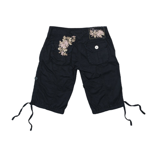 Onyx Life Cargo Shorts Black Floral Embroidery M