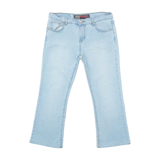 VIGOSS Bootcut Crop Capri Jeans Light Ice-Wash Blue L