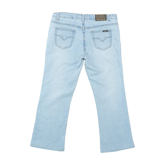 VIGOSS Bootcut Crop Capri Jeans Light Ice-Wash Blue L