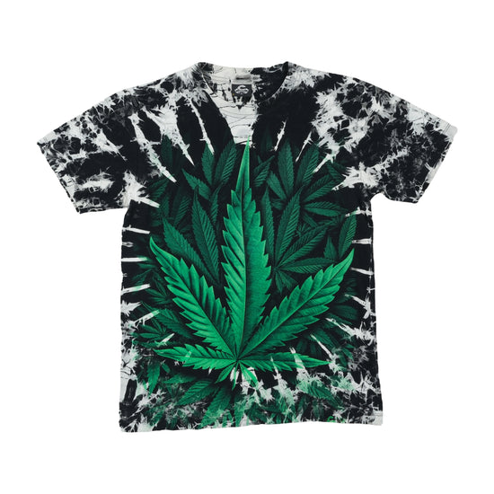 Caballo Acid-Wash Cannabis Graphic T-Shirt Black S