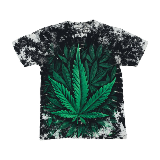 Caballo Acid-Wash Cannabis Graphic T-Shirt Black S