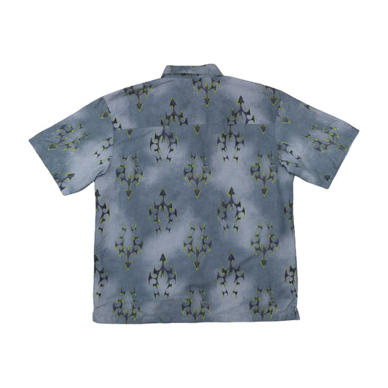 No Boundaries Y2K Tribal Flame Print Microfiber Shirt Gray L
