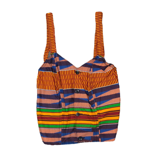 Vintage African Wax Print Cropped Tank Top Multicolor XS