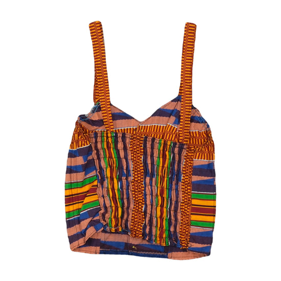 Vintage African Wax Print Cropped Tank Top Multicolor XS