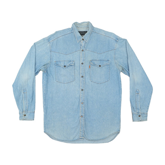 Levi's Orange Tab Two Horse Brand Western Denim Shirt Light Blue M