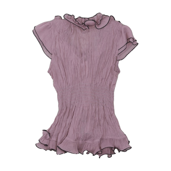 Silmar Y2K Ruffle Smocked Blouse Purple L