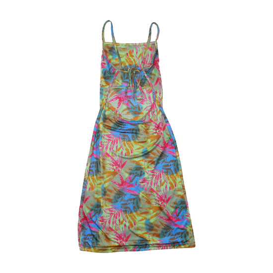 Copacabana Tropical Print Spaghetti Strap Dress Multicolor S